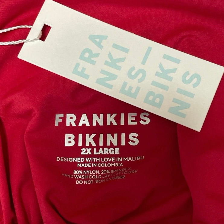 NEW Frankies Bikinis Women's Red Triangle Bralette Swimwear Bikini Top Size 2XL