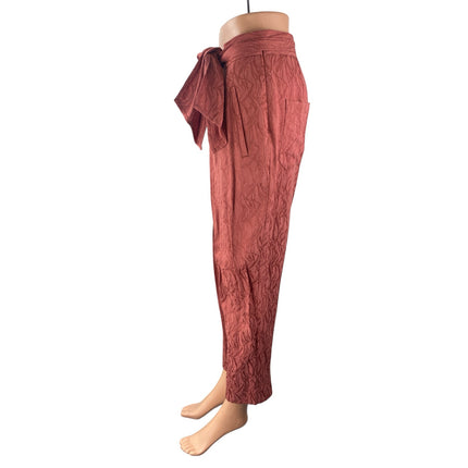 Anthropologie Ett:Twa Aubade Pink High Rise Tie-Waist Tapered Trousers Pants 4