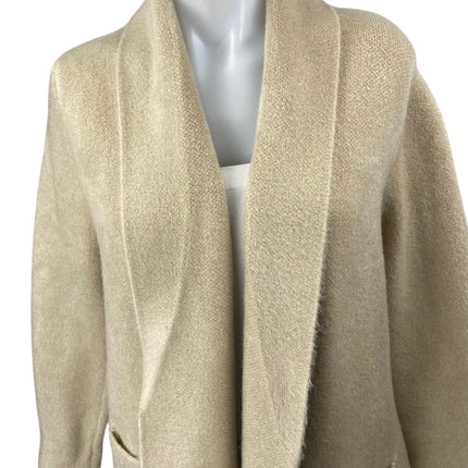 Pink Martini Stockport Womens Beige Wool Knit Long Sleeve Trench Coat Jacket XXS