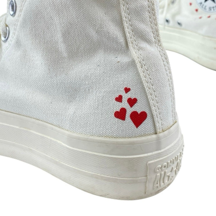 Converse Chuck Taylor All-Star Lift Womens White Heart Print High Top Sneakers 8