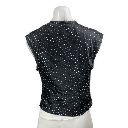 Reformation Cherry 100% Silk Black White Sleeveless Polka Dots Blouse Top Size 6