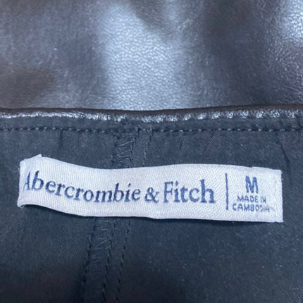 Abercrombie & Fitch Black Faux Leather Zip Mini A-Line Pencil Skirt Skort Size M
