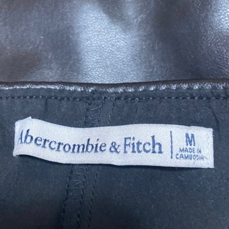 Abercrombie & Fitch Black Faux Leather Zip Mini A-Line Pencil Skirt Skort Size M