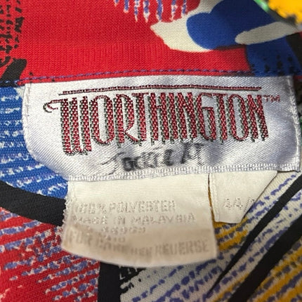 Worthington Women's Multicolor Abstract Long Sleeve Button Down Shirt Top Sz 14