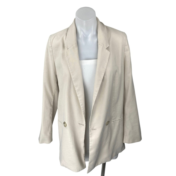 H&M Women's Beige Long Sleeve Double Breasted Blazer Coat Suit Jacket Size XS