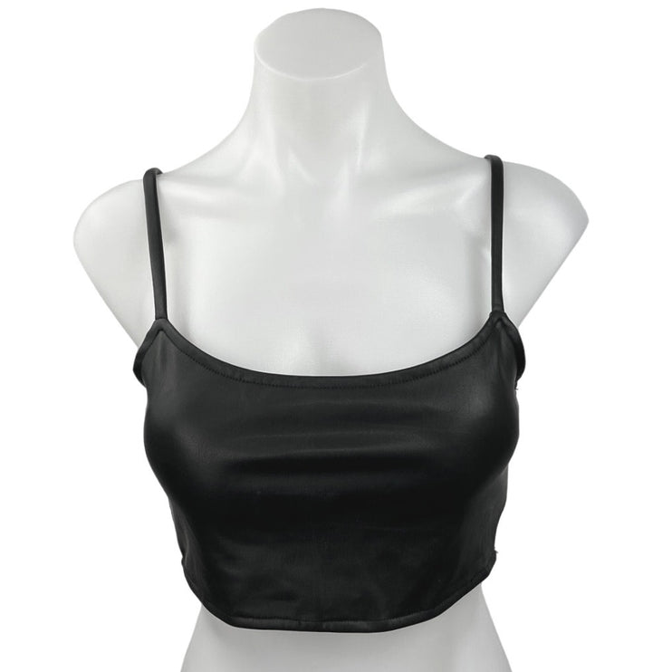 BB Dakota by Steve Madden Black Scoop Neck Adjustable Stretch Crop Top Size S