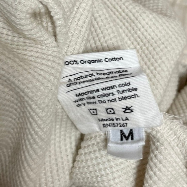 Mate The Label Women's White Waffle Knit High Rise Wide Leg Lounge Pants Size M