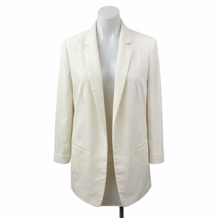 Love Tree White Open Front Long Sleeve Classic Boyfriend Blazer Coat Jacket XL