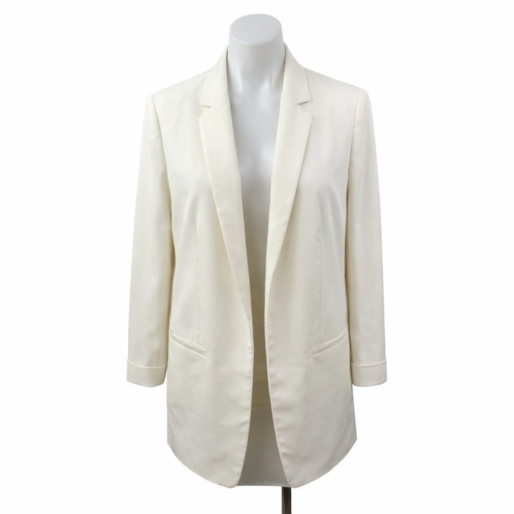 Love Tree White Open Front Long Sleeve Classic Boyfriend Blazer Coat Jacket XL