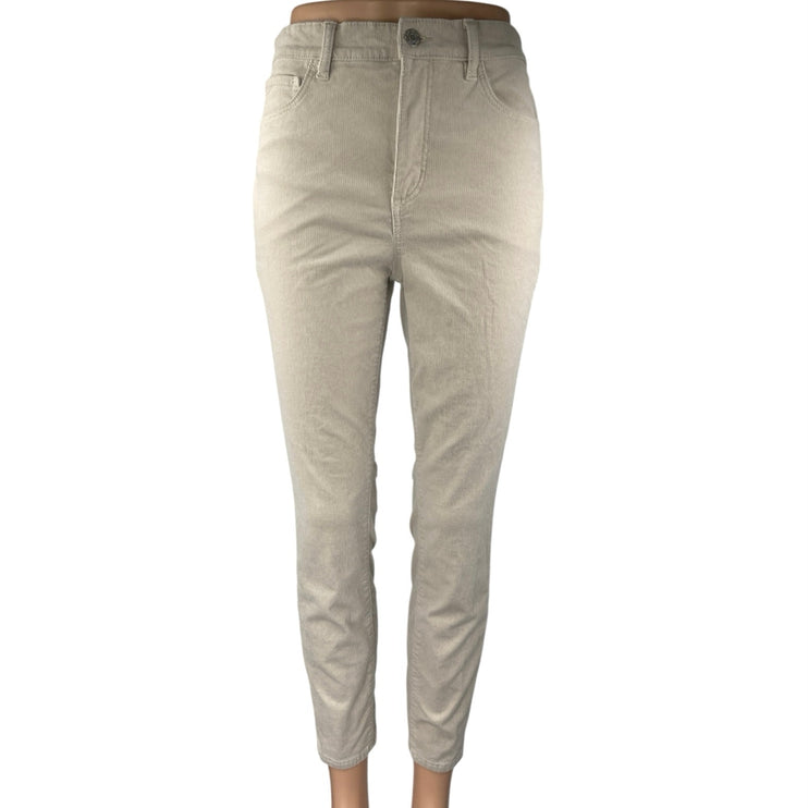 Ann Taylor Loft Women's Beige Corduroy High Waist Skinny Trousers Pants Size 27