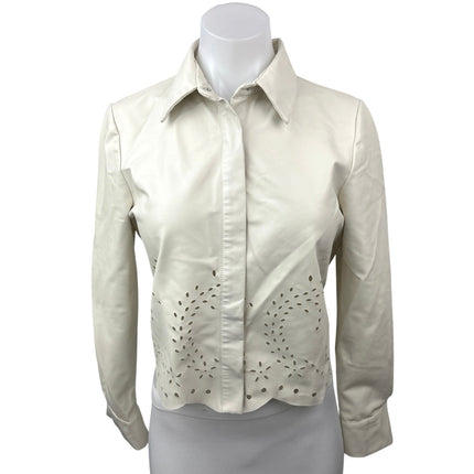 Zara Women's Ivory White Eyelet Long Sleeve Button Down Shirt Top Size S