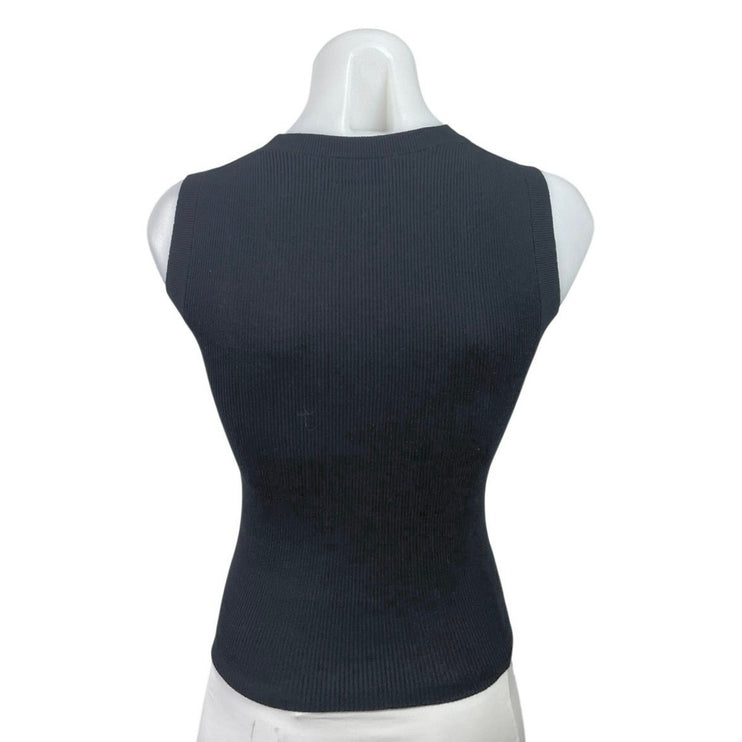 Aritzia Wilfred Notes Women's Black Rib Knit Sleeveless Sweater tank Top Size XS