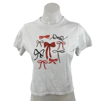 Abercrombie & Fitch Women's Skimming Bows Graphic Crop Baby Tee T-Shirt Top XS
