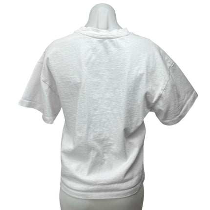 Zara Womens White Short Sleeve V Neck Basic Cotton Casual T Shirt Tee Top Size S