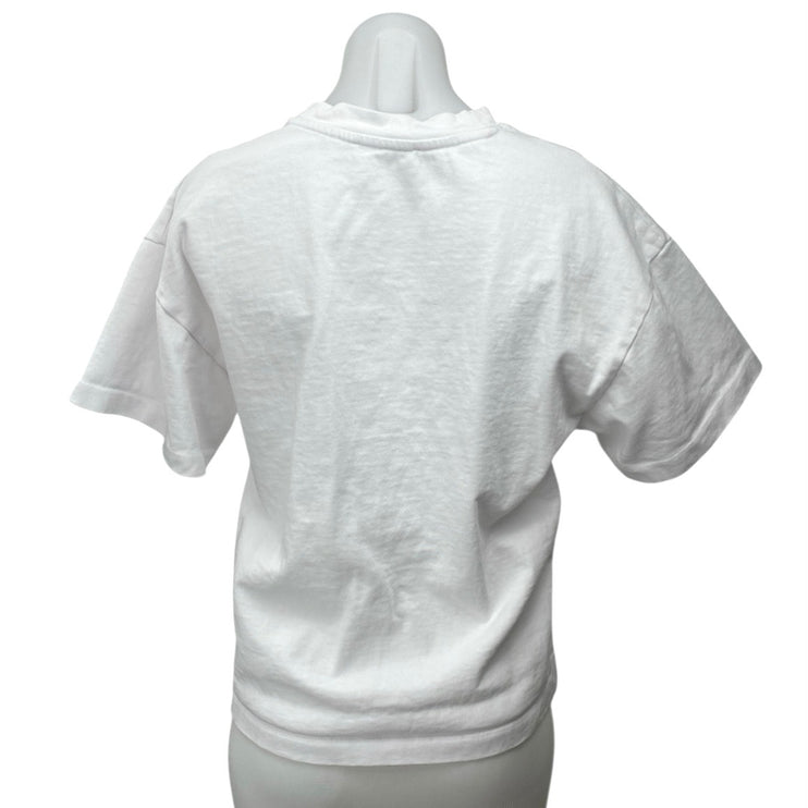 Zara Womens White Short Sleeve V Neck Basic Cotton Casual T Shirt Tee Top Size S