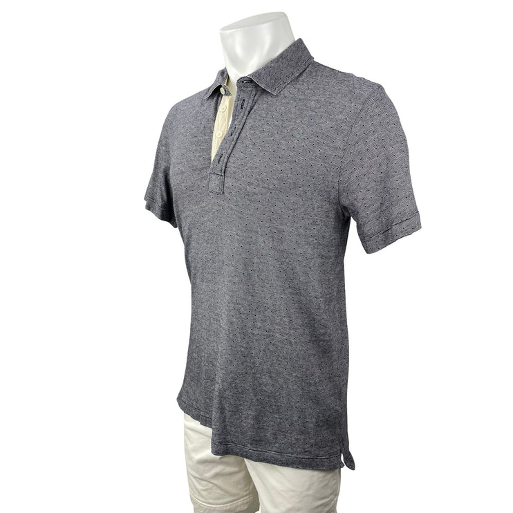 Billy Reid Men's Gray Patterned Collared Short Sleeve Classic Polo Shirt Top L
