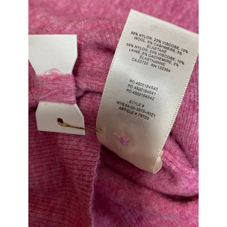 Aritzia Wilfred Pink Wool Cashmere Long Sleeve Button Up Crop Cardigan Sweater S