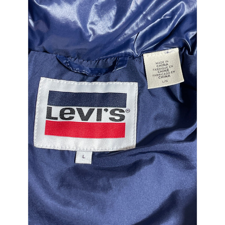 Levi's Color Block High Neck Long Sleeve Full Zip Cropped Puffer Coat Jacket L