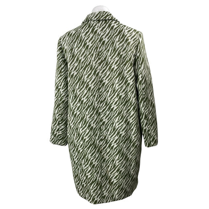 GIANNI FERAUD Womens Green Animal Print Single Breasted Over Coat Jacket Sz 10