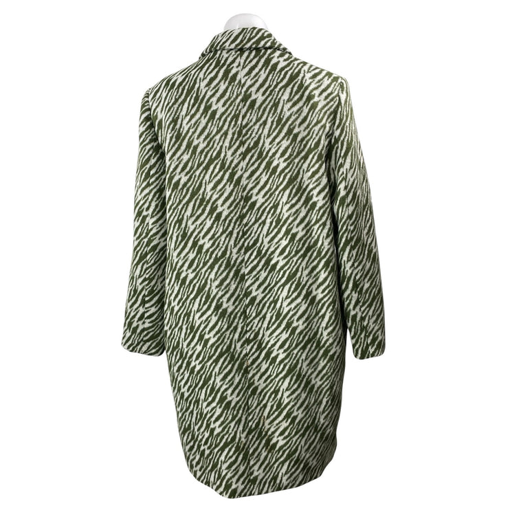 GIANNI FERAUD Womens Green Animal Print Single Breasted Over Coat Jacket Sz 10