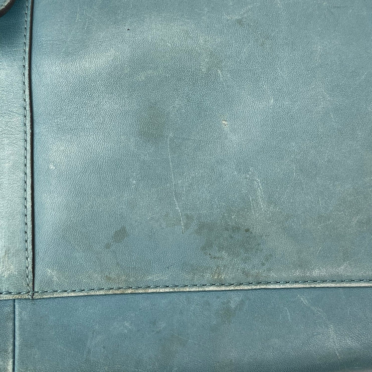 Coach Chelsea Teal Blue 100% Leather Crossbody Zipper Satchel Bag Handbag OS