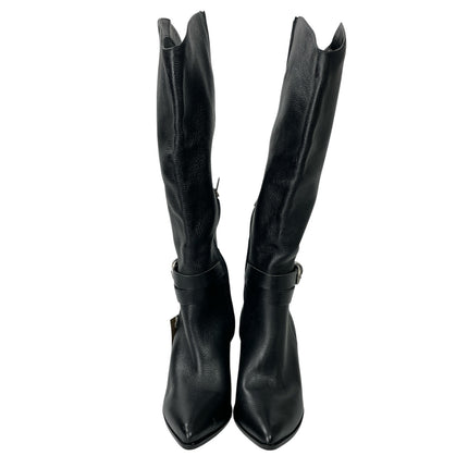 NEW Dolce Vita Tyrone Black Leather Ankle Strap Knee High Riding Boots Size 8.5