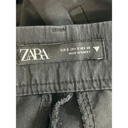 Zara Women's Black High Rise Pleated Relaxed Straight Leg Trousers Pants Size S
