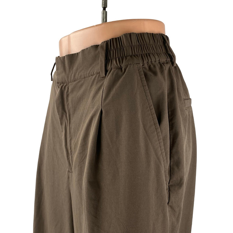 Alo Yoga Womens Brown Pleated High Rise Straight Wide Leg Trousers Dress Pants S
