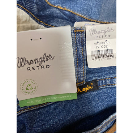 NEW Wrangler Retro Women Blue High Rise Flare Bootcut Bell Bottom Denim Jeans 27