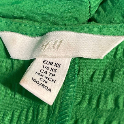 H&M Green Short Balloon Sleeve V Neck Tie Waist V Neck Wrap Maxi Dress Size XS