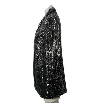 Zara Women's Black Sequin Long Sleeve Sparkly Shimmer Blazer Coat Jacket Size S