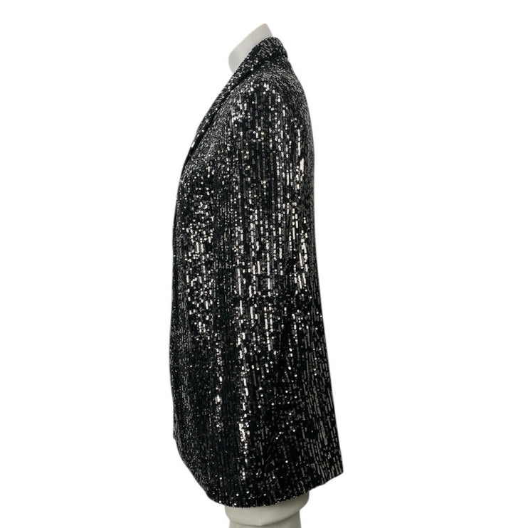 Zara Women's Black Sequin Long Sleeve Sparkly Shimmer Blazer Coat Jacket Size S