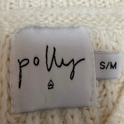 Polly Women's Cream Sleeveless Ribbed Knit Halter Neck Sweater Tank Top Size S/M