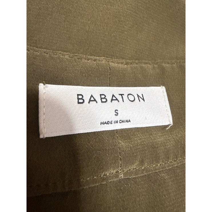 Aritzia Babaton Corbett 100% Silk Green V Neck Cap Sleeve Wrap Romper Jumpsuit S