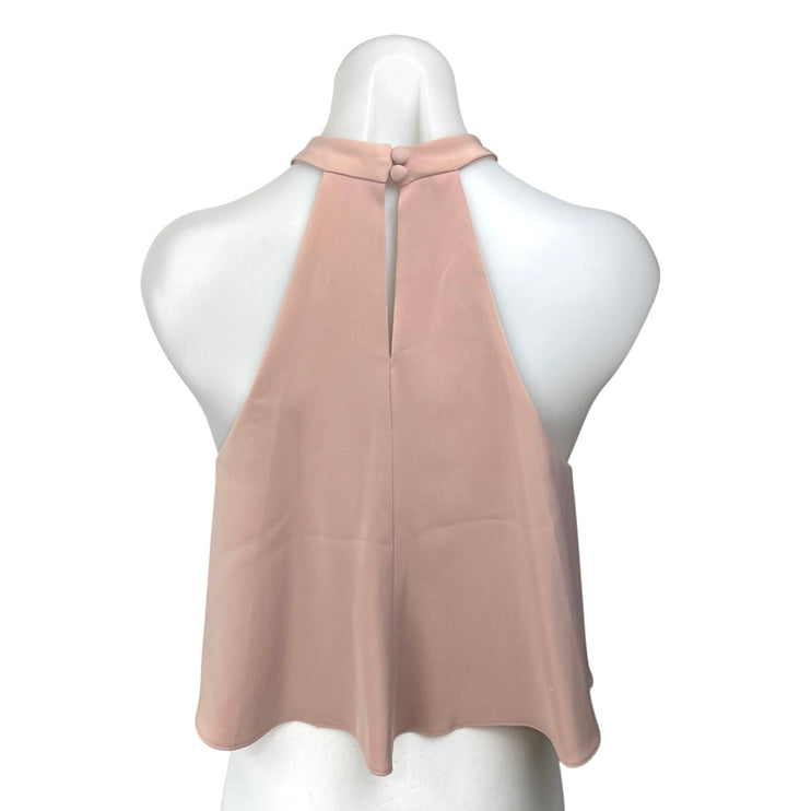 Watters & Watters Pink Halter Pleated Sleeveless Cropped Blouse Top Size 0