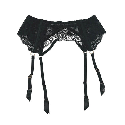 Aubade Women's Black Lace Sheer Corset Garter Belt Waist Cincher Lingerie Size S