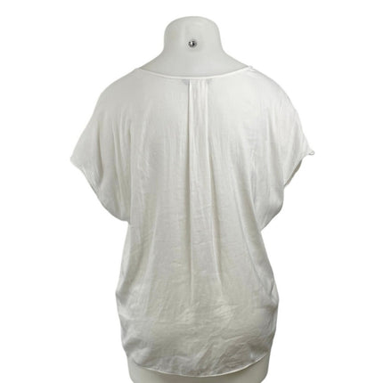 Banana Republic Women's White V Neck Short Sleeve Shirt Blouse Top Size XL