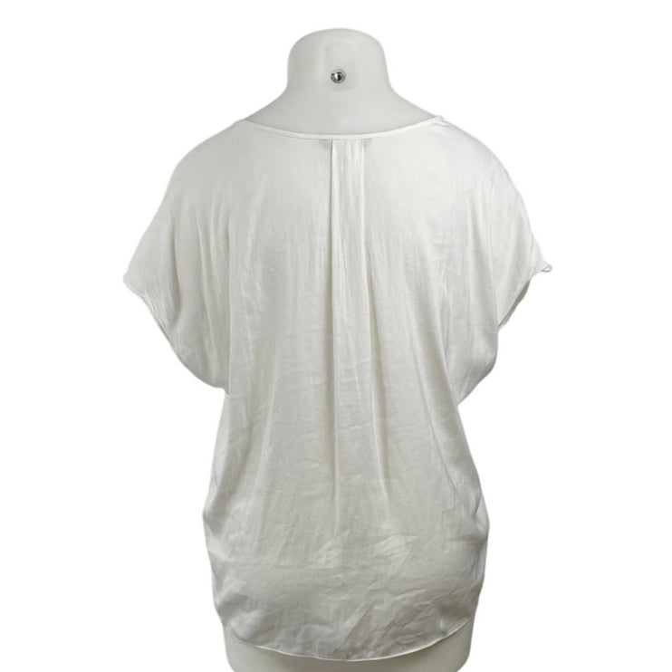 Banana Republic Women's White V Neck Short Sleeve Shirt Blouse Top Size XL