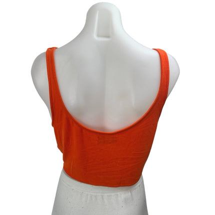 Urban Outfitters Women's Orange Rib Knit Sleeveless Cowl Neck Crop Tank Top Sz S