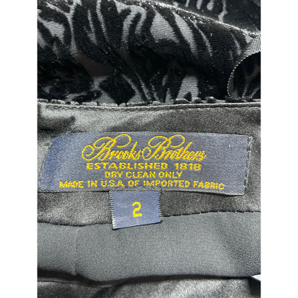 Brooks Brothers Black Burnout Velvet Velour Floral Knee Length Pencil Skirt Sz 2