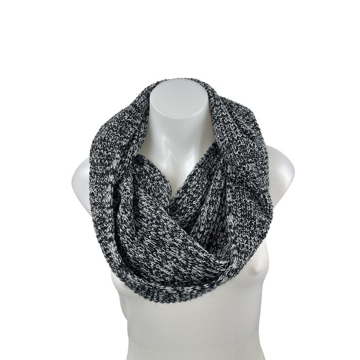Aritzia TNA Black Marled Knit Cozy Cable Wrap Winter Infinity Neck Scarf OS