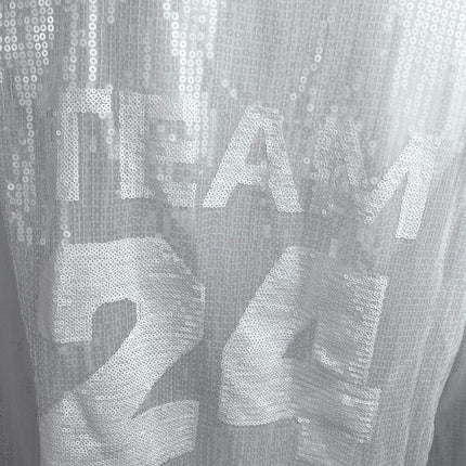 Chosen by KYHA Team 24 White Sequin Pockets Button Down Sheer Blouse Shirt Top L