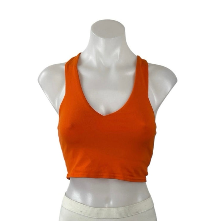 Alo Yoga Coral V Neck Racerback Workout Gym Athletic Sports Bra Crop Top Size S