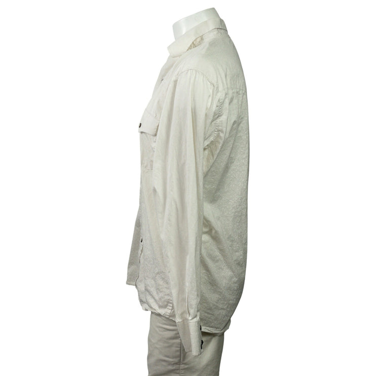 Larry Mahan Men's White Long Sleeve Chest Pocket Button Down Shirt Top Size L