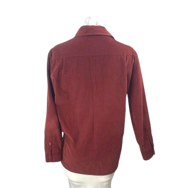Beymen Club Red Maroon Corduroy Sequin Embroidered Duck Button Up Shirt Size XS