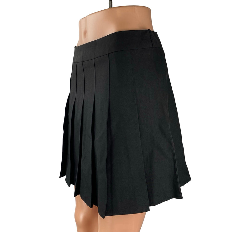 Fashion Women's Black High Waist Pleated Tennis Casual Mini A Line Skirt Size L