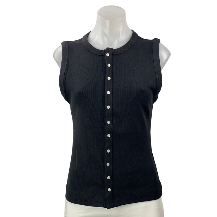 NEW Abercrombie & Fitch Women's Black Sleeveless Knit Button Down Shirt Top S