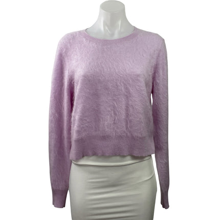 J.Crew Cashmere Women's Purple Lilac Long Sleeve Crop Knit Sweater Top Size M