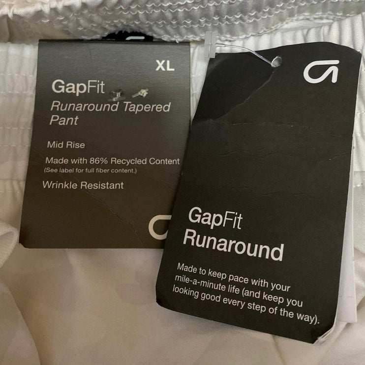 NEW Gap Runaround Womens White Gray Camo Drawstring Wide Leg Sweat Pants Size XL