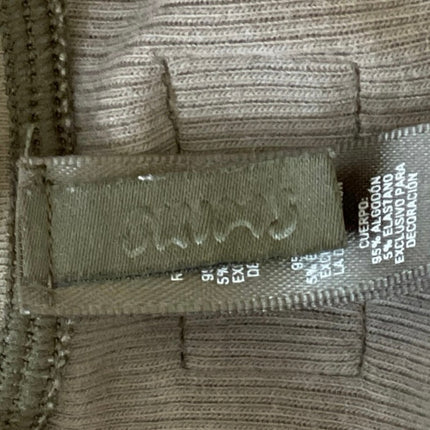 Skims Olive Green Ribbed Knit Sculpt Long Sleeve Henley T Shirt Tee Top Size XS